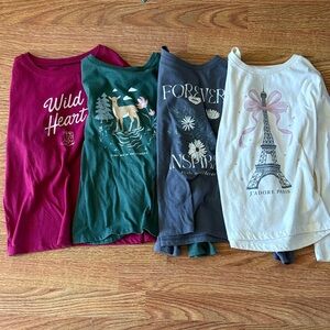Carter's & Oshkosh Long Sleeve Tee Set - Pink, Green, Navy, White Graphic Tops